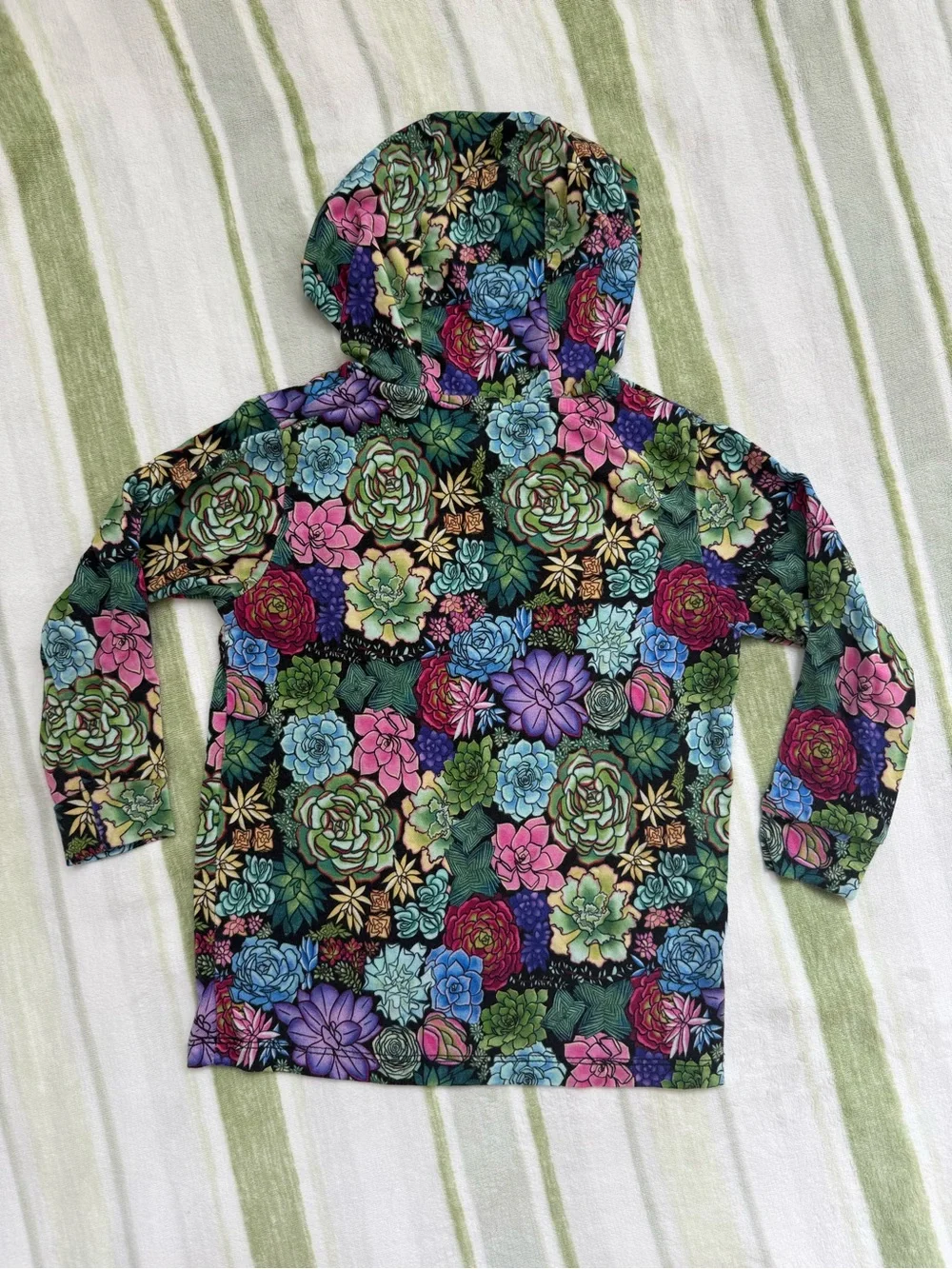 Colorful Succulent Print Bamboo Hoodie
